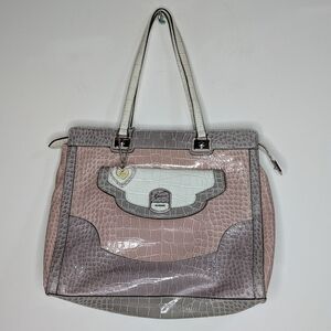 Guess Newlyn pink purple white faux crocodile shoulder bag